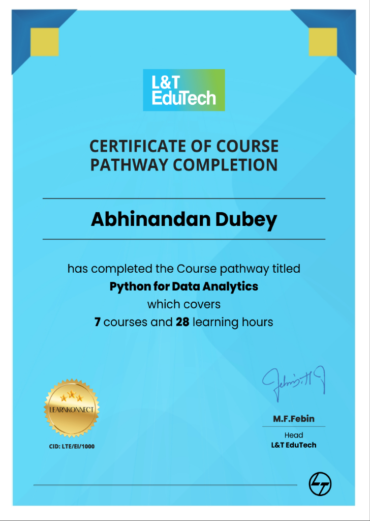 Python for Data Analytics Certificate